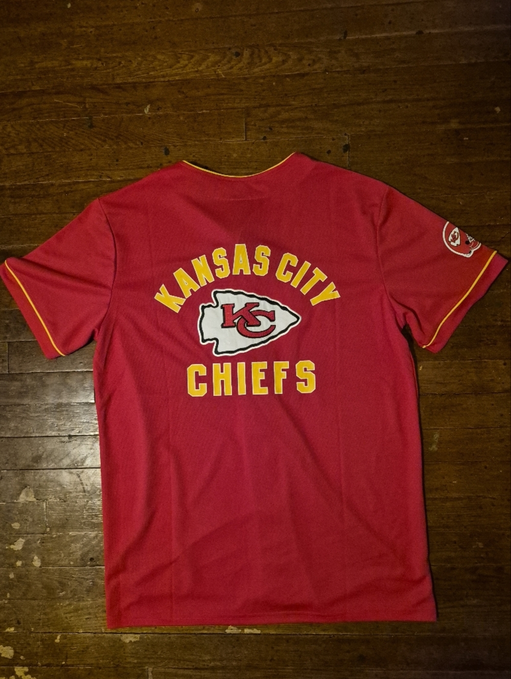 Kansas City Chiefs Red & Gold Button-Up Jersey Mens Sz Large - Picture 3 of 9
